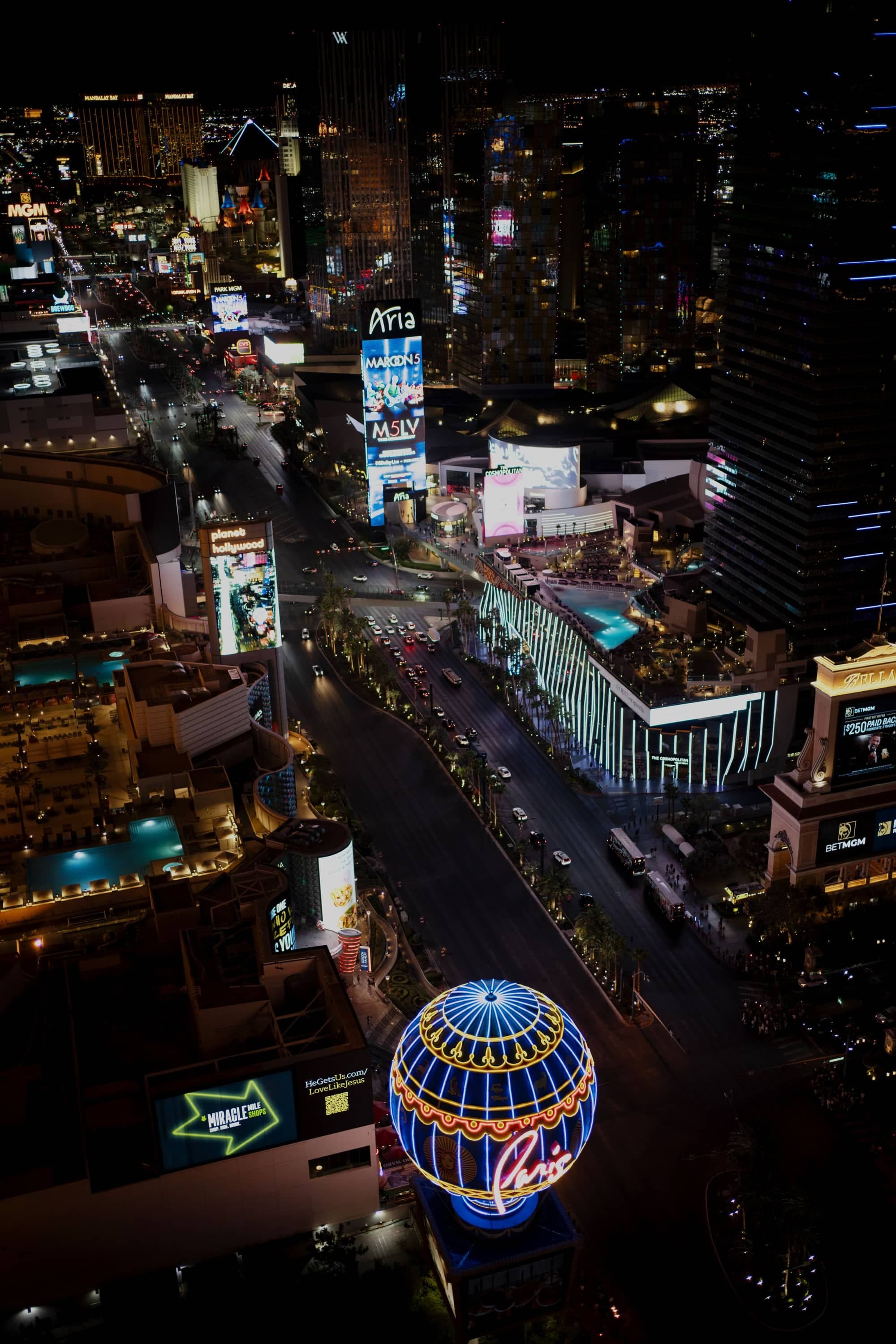 The Las Vegas Strip lit up at night